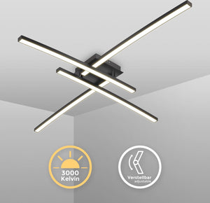 B.k.licht - led plafonniére - zwarte plafondlamp - draaibar - woonkamer lamp met warm wit licht 3.000k - 2.200lm - 20w
