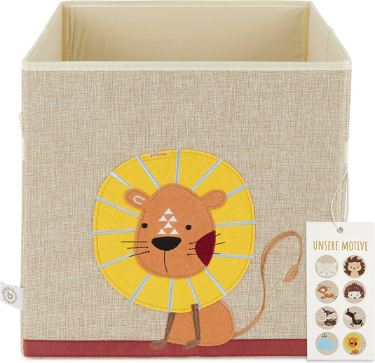 Bieco lion nature 32cm stoffen opbergdoos 04010457