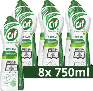 Cif - cleanboost schuurmiddel - 100% natuurlijke bestanddelen - 101 oppervlakken - 8 x 750 ml