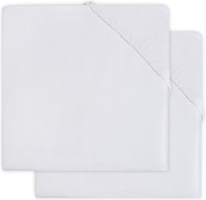Jollein - baby hoeslaken boxmatras jersey (wit) - katoen - 2 stuks - hoeslaken baby, hoeslaken box - 75x95cm
