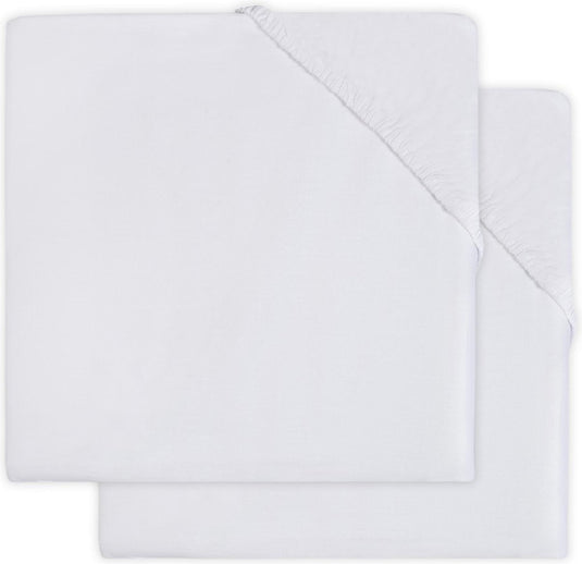 Jollein - baby hoeslaken boxmatras jersey (wit) - katoen - 2 stuks - hoeslaken baby, hoeslaken box - 75x95cm