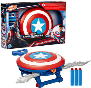 Hasbro marvel studios captain america brave new world nerf skyshot-blaster, schild-rollenspelspeelgoed