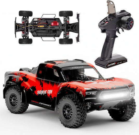 Overmax x-giron rc auto 1:10 – 4x4 offroad – borstelloze motor 70 km u – carbon chassis – ip64 bescherming – hydraulische vering – li-po 3s 2200 mah – dumbo x5p gyro controller – rtr set – led verlichting – tot 300 m bereik – bestuurbare auto