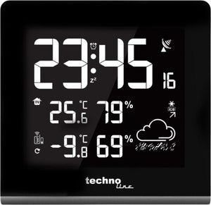 Technoline weerstation - ws 9065 - 165x170x26mm - zwart zilver - met 1 buitensensor 30m en instelbare achtergrondverlichting - tl-ws9065