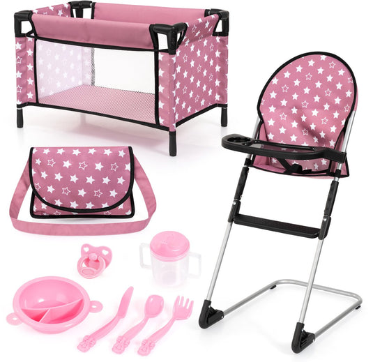 Bayer design reisset 9 in 1 met bed en kinderstoel dusky pink