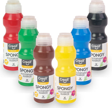 Creall spongy plakkaatverfstiften - 6 kleuren - 6x70ml - gemaakt in nl - vegan - glutenvrij