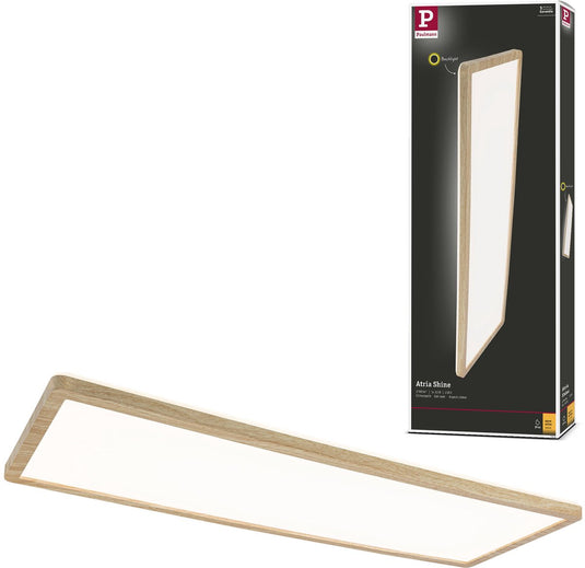 Paulmann led-paneel atria shine backlight ip44 hoekig 580x200 mm 22w 2300lm 3000k houtlook