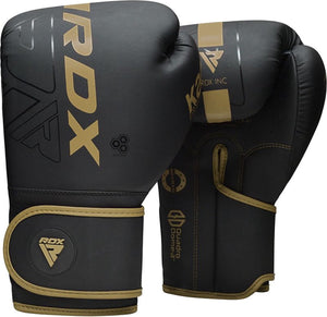 Rdx sports f6 kara bokshandschoenen - boxing gloves - training - vechtsporthandschoenen - boksen - goud - mat - 14 oz