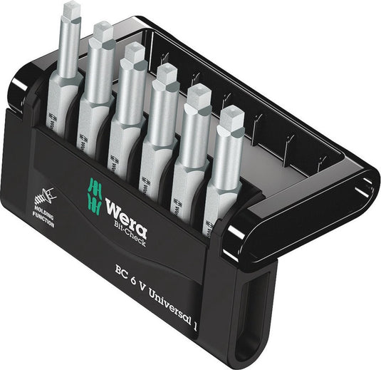 Wera bit-check 6 v universal 1 05056478001 bitset 6-delig binnen-vierkant (robertson) torsion zone