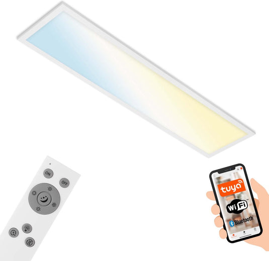 Briloner piatto s - cct led plafonniére - dimbaar - cct - 28w - 3000lm - wit - 100 x 25 x 6,6 cm