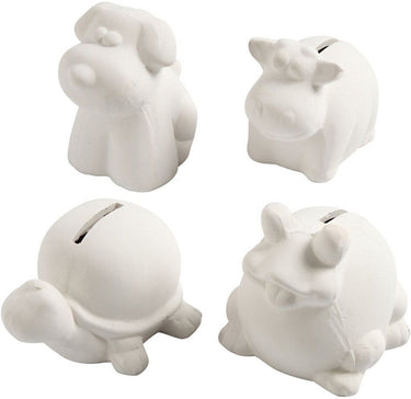Creativ company terracotta spaarpotten dieren 10 cm 4 stuks