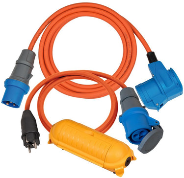 Brennenstuhl camping starter-set cee adapterkabel 1,5m, cee 230v verlengkabel 3m, safe-box big ip44 (ideale kampeeraccessoires voor elke kampeervakantie, ip44)