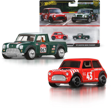 Hot wheels premium car culture set van 2 - morris mini en '67 austin mini pickup