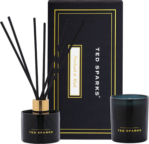 Ted sparks - geurkaars geurstokjes diffuser - gift set - patchouli musk