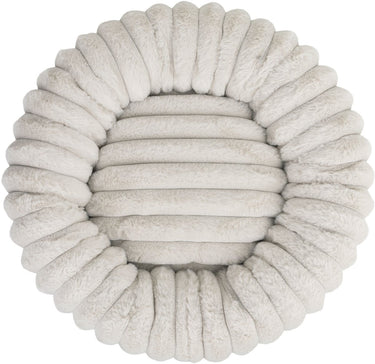 District 70 ribba – luxe ronde kattenmand van ribfluweel pluche – greige – 45 x 45 x 15 cm