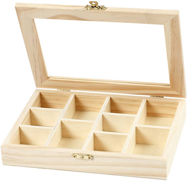 Creativ company https: www.cchobby.nl doos-met-glazen-deksel-afm-15-5x20-5x3-5-cm-gatgrootte-4-3x6-6-cm-1-stuk