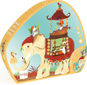 Scratch contour puzzel - olifant - 50x48.5x0.25cm - 37 stukjes - 3 jaar