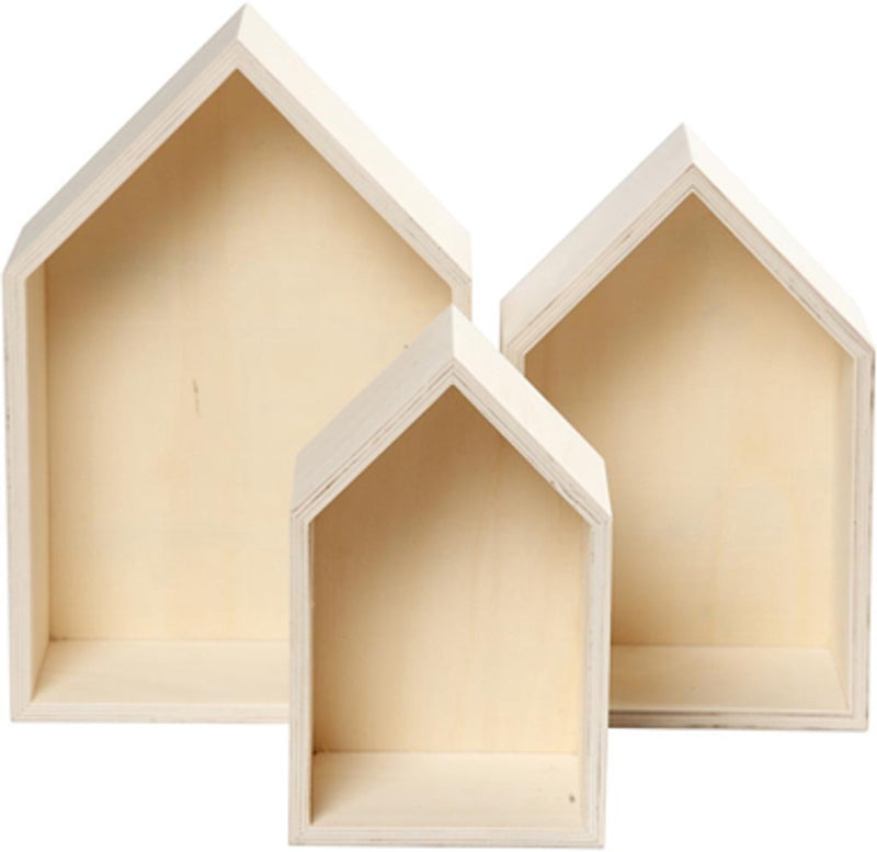 Afbeelding laden in galerijviewer, Creativ company houten huisjes met ophanghaak, 3st.
