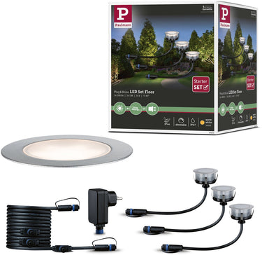 Paulmann plug shine led-grondinbouwlamp floor eco basisset ip67 3000k 3x2w 21va zilver