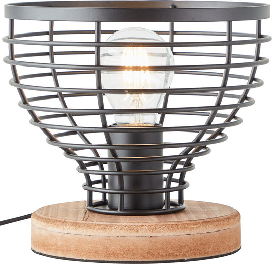 Brilliant avia - tafellamp - e27 max 1x40w - zwart houtkleur