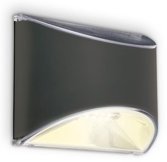 Briloner - buitenverlichting op zonne-energie - solar buiten wandlamp - warm wit licht 3.000k - schemersensor - 10 x 8 x 5 cm - antraciet
