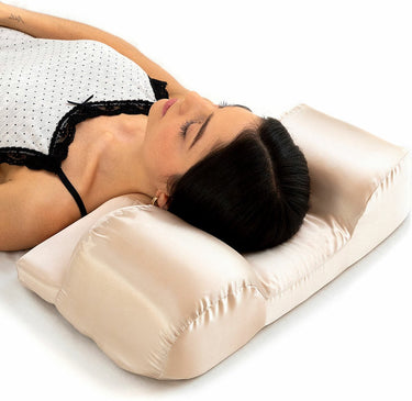 Innovagoods ® hoofdkussen met satijnen hoes, verfrissend satijnen kussenovertrek met ritssluiting, ideaal voor haar en huid, antirimpel. beige