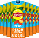 Lipton ice tea peach - zero sugar - vol van smaak, zonder suiker - 8 x 1500 ml - voordeelverpakking