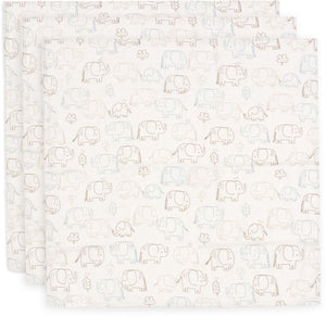 Jollein hydrofiele doek small - 70x70cm - elephant tales - 3 stuks