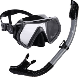 Atlantis borneo combo - snorkelset - duikbril - snorkel - volwassenen - zwart grijs