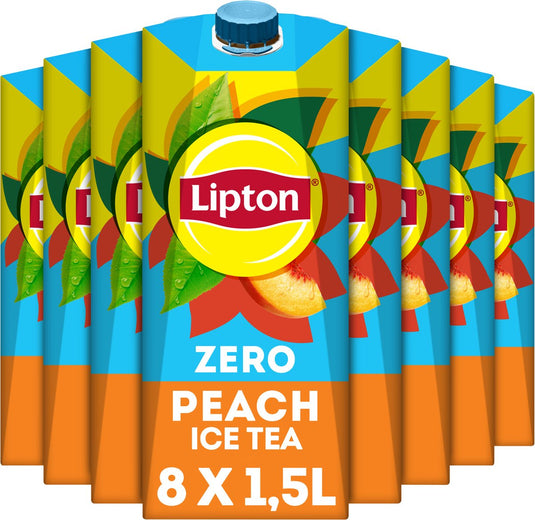 Lipton ice tea peach - zero sugar - vol van smaak, zonder suiker - 8 x 1.5l