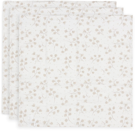 Jollein hydrofiele doek small - 70x70cm - leafy dreams - 3 stuks