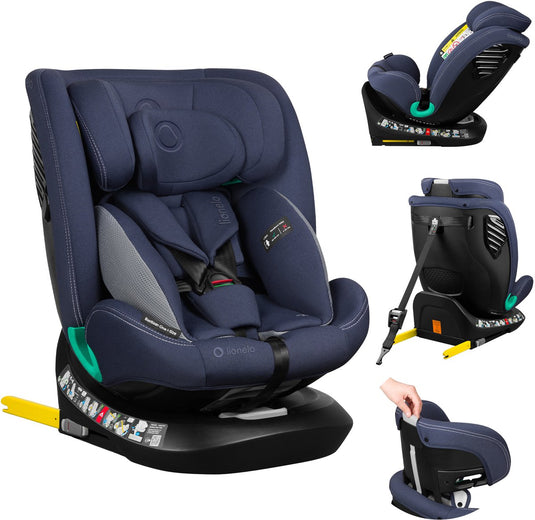 Lionelo bastiaan one i‑size autostoel – 4-in-1 isofix top tether – achterwaarts voorwaarts – 360° draaibare easyturn basis – verstelbare hoofdsteun memory foam – 40–150 cm – lange gebruik hoog veiligheidsniveau