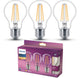 Philips led lamp - standaard lampvorm met e27 fitting - warmwit licht: 2700k - 60w - helder glas - 3-pack