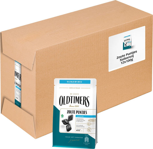 Oldtimers zoute puntjes suikervrij zakje (12x100gr)
