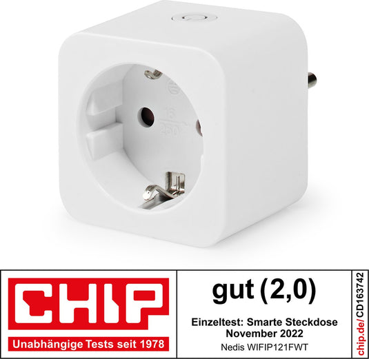 Nedis smartlife slimme stekker - wi-fi - ip21 - energiemeter - 3680 w - type f (cee 7 3) - 0 - 55 °c - android ios - wit - 1 stuks