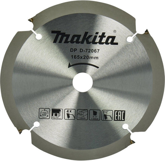 Makita accessoires makita cirkelzaagblad voor vezelcementplaat | specialized | ø 165mm asgat 20mm 4t - d-72067