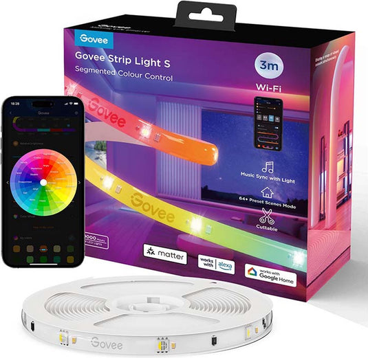 Govee strip light s 3 m - led strip - rgbicw - app-bediening - alexa google - matter compatibel