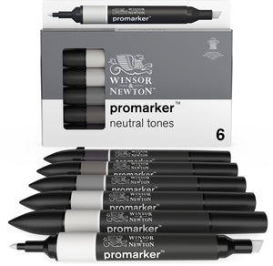 Winsor newton 0290154 promarker™ 6 neutral tones set | professionele layoutmarkers alcoholmarkers