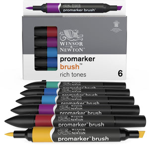Winsor newton 0290126 promarker brush 6 rich tones set | professionele alcoholmarkers layoutmarkers
