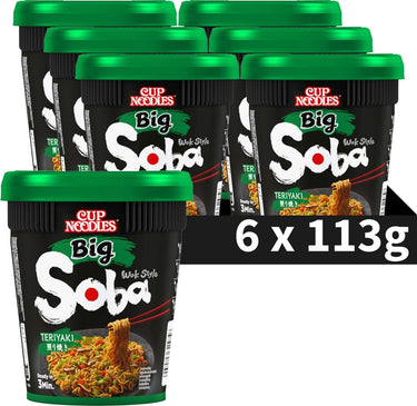Nissin soba cup noodles big - teriyaki wok style noedels - instant noodles - 6 x 113 gram
