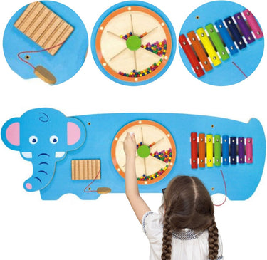 Vigatoys http: www.cchobby.nl viga-houten-activiteitenbord-met-olifant-afm-91x32x4-6-cm-1-stuk