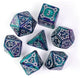 Hot games dobbelstenen set jumbo kasteel groen-paars 7 stuks dungeons and dragons.