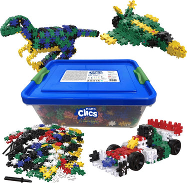 Clics nano – creative builders 2000 piece set – 15 in 1 bouwblokken – speelgoed gemaakt van 100% recycled plastic – speelgoed 8, 9, 10, 11, 12 jaar – constructie speelgoed