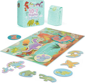 Boppi stoere dino's puzzel (set) - 10 varianten - speciaal voor peuters - gemaakt van recycled karton
