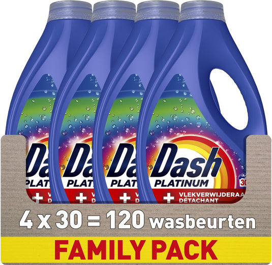 Dash vloeibaar wasmiddel +extra vlekverwijdering voor kleuren - 4 x 30 wasbeurten