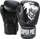 Super pro combat gear warrior lederen (kick)bokshandschoenen zwart wit 14oz