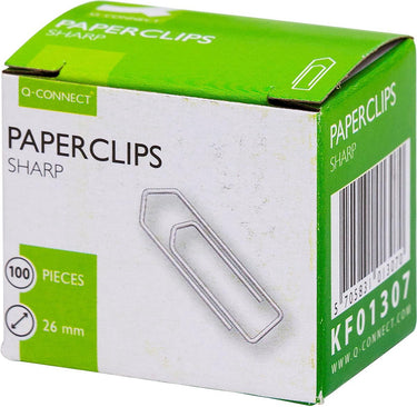Q-connect papierklemmen, 26 mm, doos van 100 stuks 10 stuks