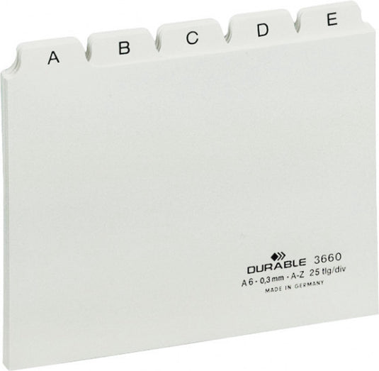 Durable 366002 - alphabetic tab index - pvc - white - landscape - a6 - 0.3 mm