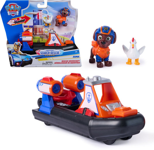 Paw patrol - search rescue - zuma's hovercraft met 2 figuren voortstuwingsfunctie - speelgoedvoertuigen