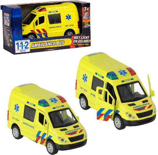112 pull-back ambulance bus 1:34 + licht en geluid